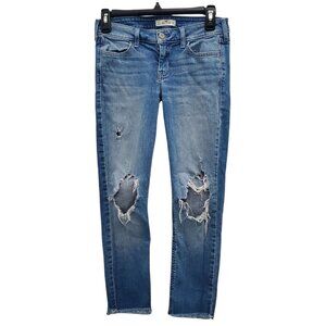 Hollister Womens Light Wash Distressed Blown Knees Cropped Frayed Ankle Jeans 25